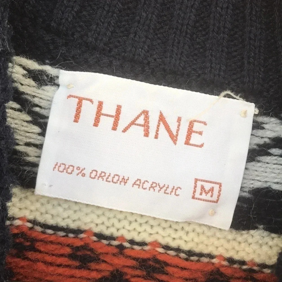 Thane Vintage Cable Patterned Stripes Crew Neck Ski Sweater - Picture 3 of 4